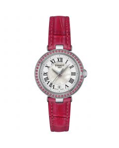 Women's Swiss Bellissima Pink Topaz (1/4 ct. t.w.) Pink Leather Strap Watch 26mm