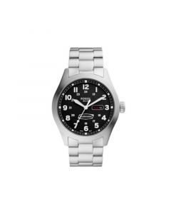 Men's Defender Solar Silver-Tone Stainless Steel Bracelet Watch, 46mm