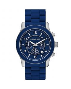 Unisex Runway Chronograph Navy Silicone-Wrapped Stainless Steel Watch 45mm