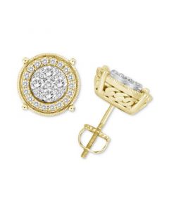 Men's Diamond Halo Cluster Stud Earrings (1 ct. t.w.) in 10k Gold