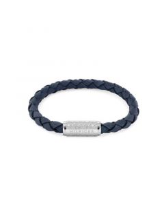 Men's Braided Blue Suede Leather Bracelet