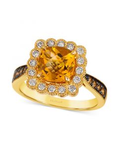 Cinnamon Citrine (2-1/10 ct. t.w.) & Diamond (1/2 ct. t.w.) Halo Ring in 14k Gold