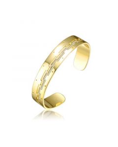 RA Gold Plated with Cubic Zirconias Zig-Zag Cuff Bracelet