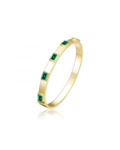 RA 14K Gold Plated Emerald Cubic Zirconia Bangle Bracelet