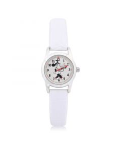 Children's Minnie Analog Silver-Tone Polyurethane Leather Strap Watch 32mm