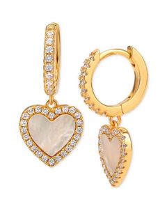 Mother of Pearl & Cubic Zirconia Dangle Hoop Earrings in 18k Gold-Plated Sterling Silver, Created for Macy's