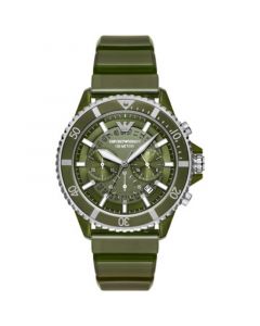 Men's Chronograph Olive Polyurethane Strap Watch 44mm