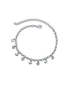 RA Rhodium Plated Cubic Zirconia Adjustable Heart Bracelet