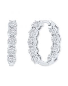 Diamond In & Out Small Hoop Earrings (1 ct. t.w.) in 10k White Gold