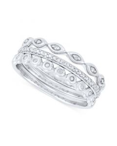 Diamond Accent Three Row Ring in 10k White Gold