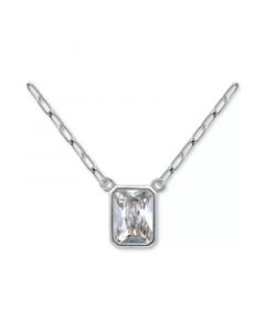 Cubic Zirconia Octagon Bezel Solitaire Pendant Necklace, 16" + 2" extender, Created for Macy's