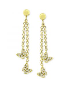 Cubic Zirconia Butterfly Chain Drop Earrings in 18k Gold-Plated Sterling Silver, Created for Macy's