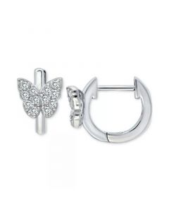 Cubic Zirconia Pavé Butterfly Small Huggie Hoop Earrings, 0.51", Created for Macy's