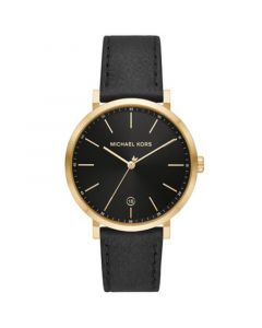 Men's Irving Three-Hand Black Leather Watch 42mm