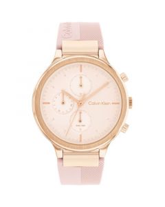 Women's Multifunction Pink Silicone Strap Watch 38mm