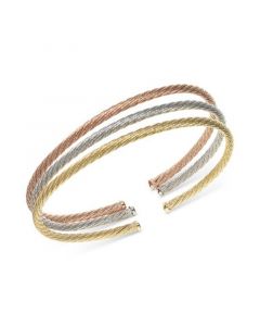 3-Pc. Set Twisted Cable Cuff Bracelets in 14k Tricolor Gold-Plated Sterling Silver