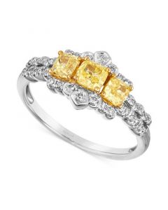 Couture® Sunny Yellow Diamond (3/4 ct. t.w.) & Vanilla Diamond (1/5 ct. t.w.) Tiara Ring in 14k Two-Tone Gold