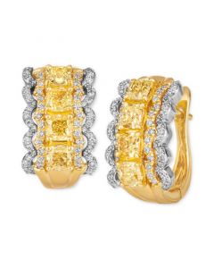 Couture® Sunny Yellow Diamond (1-3/4 ct. t.w.) & Vanilla Diamond (3/8 ct. t.w.) Hoop Earrings in 14k Gold & Platinum