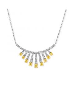 Couture® Sunny Yellow Diamond (1-7/8 ct. t.w.) & Vanilla Diamond (1 ct. t.w.) Adjustable Statement Necklace in Platinum & 14k Gold