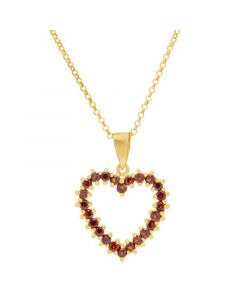 Garnet Openwork Open Heart 18" Pendant Necklace (1-1/5 ct. t.w.) in 14k Gold-Plated Sterling Silver