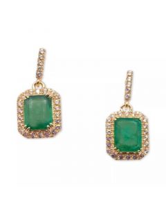 Emerald (2 ct. t.w.) & White Sapphire (1/3 ct. t.w.) Earrings in 14k Yellow Gold (Also Available in Sapphire)