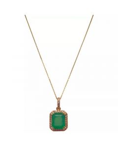 Emerald (2-1/4 ct. t.w.) & White Sapphire (1/5 ct. t.w.) Pendant Necklace in 14k Yellow Gold, 18" (Also Available in Sapphire)