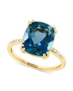 EFFY® London Blue Topaz (6-1/10 ct. t.w.) & Diamond (1/20 ct. t.w.) Ring in 14k Gold