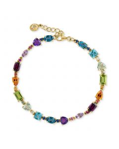 EFFY® Multi-Gemstone (9-1/2 ct. t.w.) & Diamond (1/20 ct. t.w.) Link Bracelet in 14k Gold