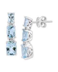 EFFY® Aquamarine (3-3/4 ct. t.w) & Diamond (1/10 ct. t.w.) Drop Earrings in 14k White Gold