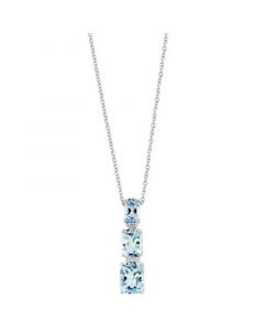 EFFY® Aquamarine (2-7/8 ct. t.w) & Diamond (1/20 ct. t.w.) Graduated 18" Pendant Necklace in 14k White Gold