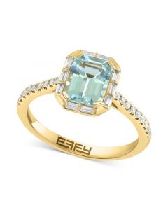 EFFY® Aquamarine (1-1/10 ct. t.w) & Diamond (1/4 ct. t.w.) Halo Ring in 14k Gold