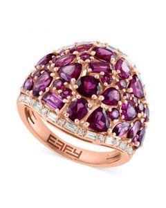 EFFY® Rhodolite (6-1/10 ct. t.w.) & Diamond (1/3 ct. t.w.) Cluster Ring in 14k Rose Gold