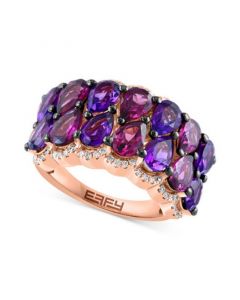 EFFY® Amethyst (2-1/10 ct. t.w.), Rhodolite (3 ct. t.w.) & Diamond (1/5 ct. t.w.) Ring in 14k Rose Gold