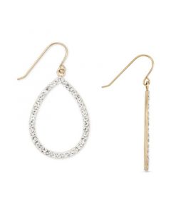 Crystal Pavé Open Teardrop Drop Earrings in 10k Gold