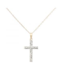 Crystal Pavé Cross 18" Pendant Necklace in 10k Gold