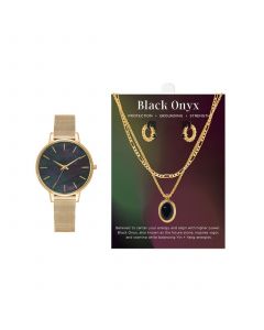 Women's Analog Gold-Tone Metal Alloy Mesh Watch 34mm Gift Set, 4 Pieces