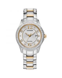 Eco-Drive Women's Crystal Two-Tone Stainless Steel Bracelet Watch 30mm