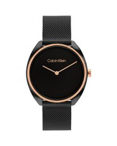 Women's Quartz Black Stainless Steel Mesh Bracelet Watch 34mm