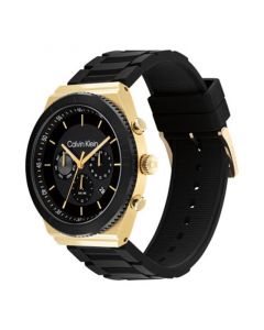 Men's Black Silicone Strap Watch 44.5mm