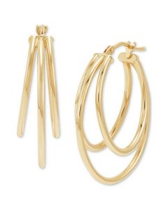 Graduated Small Triple Split Hoop Earrings in 10k Gold