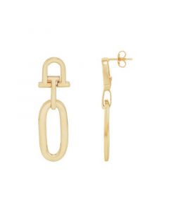 Polished Door Knocker Dangle Drop Earrings in 10k Gold