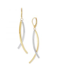 Curved Stick Crossover Drop Earrings in 10k Two-Tone Gold, Created for Macy's