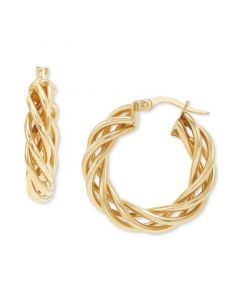 Braided Small Hoop Earrings in 10k Gold, 1"