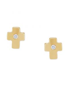 Children's Diamond Accent Cross Earrings in 14k Yellow Gold