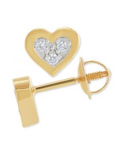 Children's Diamond Accent Heart Stud Earrings in 14k Gold