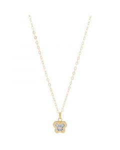 Children's Diamond Accent Butterfly Pendant Necklace in 14k Gold, 14" + 2" extender