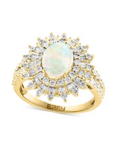 EFFY® Opal (1 ct. t.w.) & Diamond (1/4 ct. t.w.) Starburst Halo Ring in 14k Gold