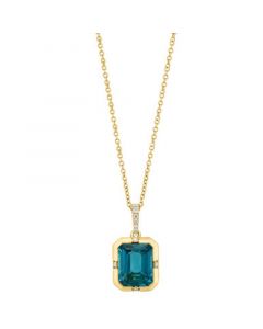 EFFY® London Blue Topaz (4-1/2 ct. t.w.) & Diamond (1/20 ct. t.w.) 18" Pendant Necklace in 14k Gold