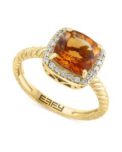 EFFY® Citrine (2 ct. t.w.) & Diamond (1/8 ct. t.w.) Halo Ring in 14k Gold