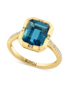 EFFY® London Blue Topaz (4-1/2 ct. t.w.) & Diamond (1/8 ct. t.w.) Ring in 14k Gold